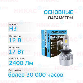 Лампа LED Omegalight Standart H3 2400lm